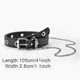thumbnail image 5 of Nihsatin Womens Black PU Leather Belt with Metal Chain, 5 of 5