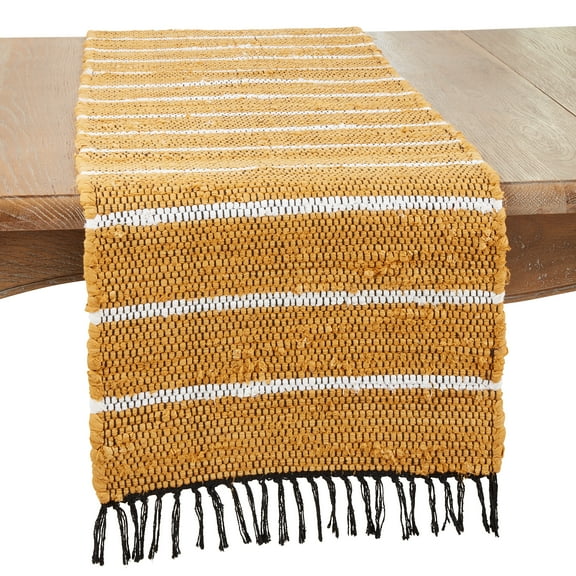 Saro Lifestyle Earthy Striped Chindi Table Runner