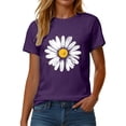 thumbnail image 5 of felwors Daisy Flower Shirt for Women Crewneck Graphic Tee Short Sleeve Floral Tops (Purple, XL), 5 of 7