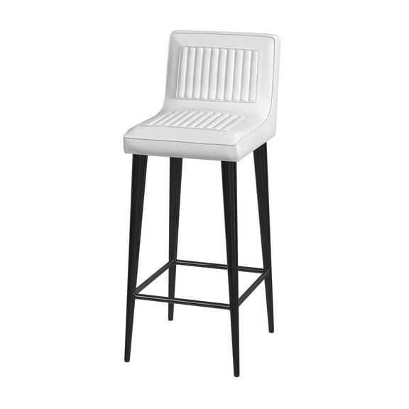 Maxwell 32.5 in. Seat Height Leather and Iron Bar Stool - White