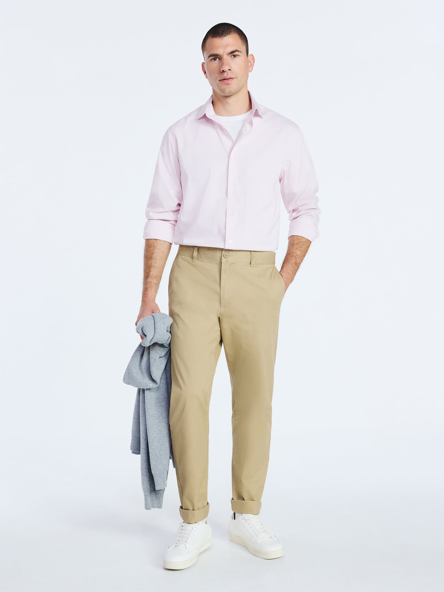 Free Assembly Men's Slim Fit Dress Shirt with Long Sleeves, Sizes 14/32 - 17/34