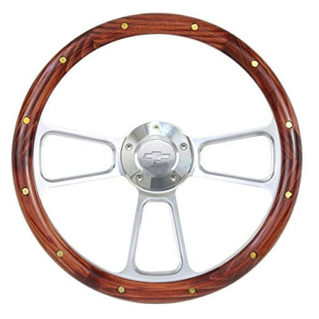 Chevy Bel Air Billet - 1955 to 1956 Chevy Bel Air, Nomad Real Wood Steering Wheel w/Full Billet Kit