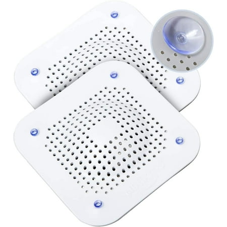 

2 Pack Drain Hair Catcher Shower Drain Cover Strainer Silicone Drain Protector with Detachable Suckers Hair Trap for Tub Bathroom Kitchen Basin White&White