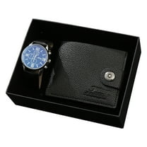 PEIBang 2Pcs Men's Gift Set with Box,Black Wallet and Watch Gifts for Men,Valentines Day Gifts for Him
