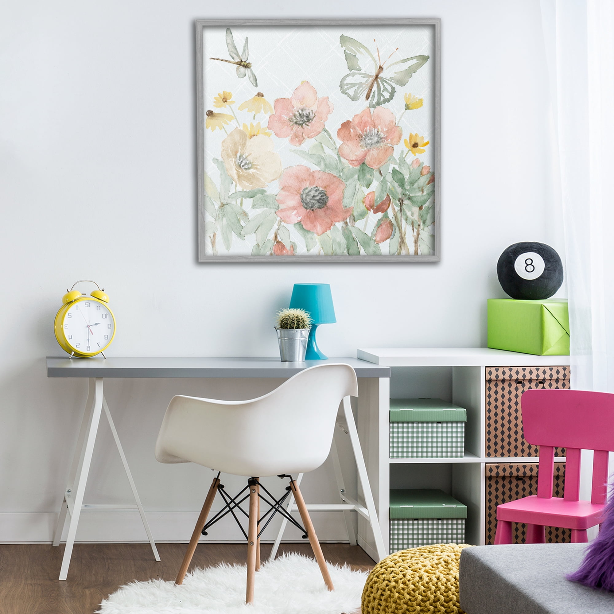 Stupell Industries Garden Joy Butterflies Gray Framed Giclee Art, design by Lanie Loreth