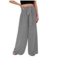 thumbnail image 2 of WREESH Womens Wide Leg Pants Comfortable Casual Lace Fold High Waisted Straight Cylinder Full Length Pants Gray, 2 of 6