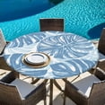 thumbnail image 6 of Blue Monstera Deliciosa Round Tablecloth 55-60 Inch Round Fitted Table Cloth with Elastic Edge, Summer Botanical Tropical Waterproof Table Cover Protector for Outdoor Picnic Party Dining, 6 of 9