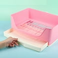 thumbnail image 5 of Walbest Rabbit Pet Litter Box Tray,Large Size Rabbit Litter Box with Removable Drawer for Small Animal Bunny Guinea Pig Corner Toilet House (Pink), 5 of 7