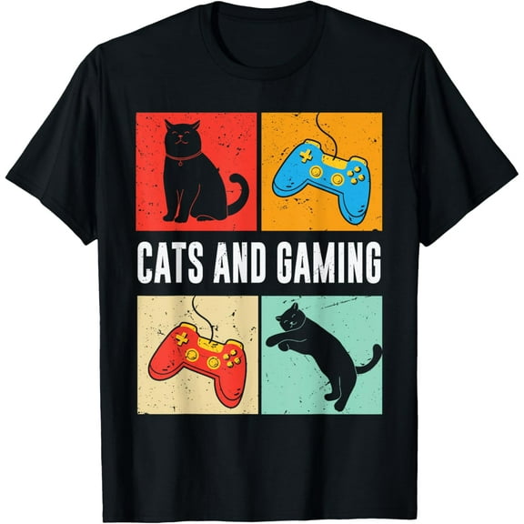 Retro Cats And Gaming For The Cat Lover Gamer Vintage Gifts T-shirt