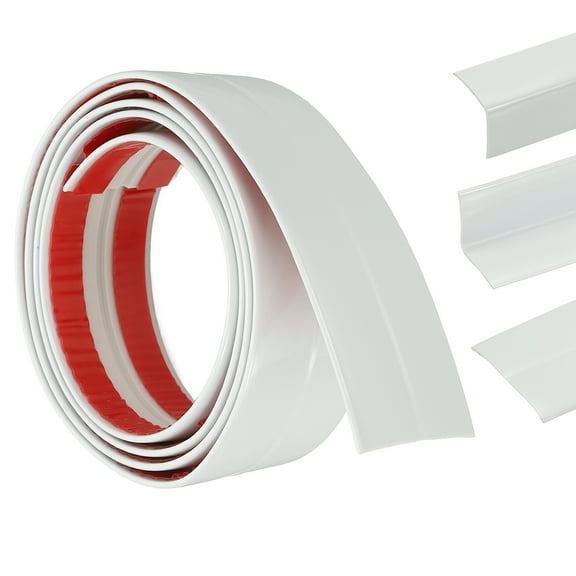 3-in-1 Peel and Stick Trim, 1.2in x 3.2 ft Multifunctional Wall Molding Trim, Flexible Edge Guard Molding Self-Adhesive Caulk Strip for Floor, Table, Door Frame, Shiny White