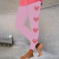 thumbnail image 2 of Feancey Prime Sales Today Womens Leggings Tummy Control Dressy Casual Heart Print Workout Tights Valentines Day Stretchy High Waist Sports Yoga Pants Pink S, 2 of 7