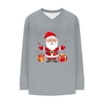 thumbnail image 5 of asdoklhq Christmas Christmas Shirts for Women Fashionable and Casual Loose Christmas V-neck Long Sleeved T-shirt Top Dark Gray M, 5 of 6