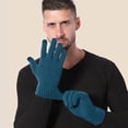 thumbnail image 2 of AWZXDE Mens Gloves Solid Color Winter Thickened Knitted Outdoor Warm Screen Snowman Embroidered, 2 of 5
