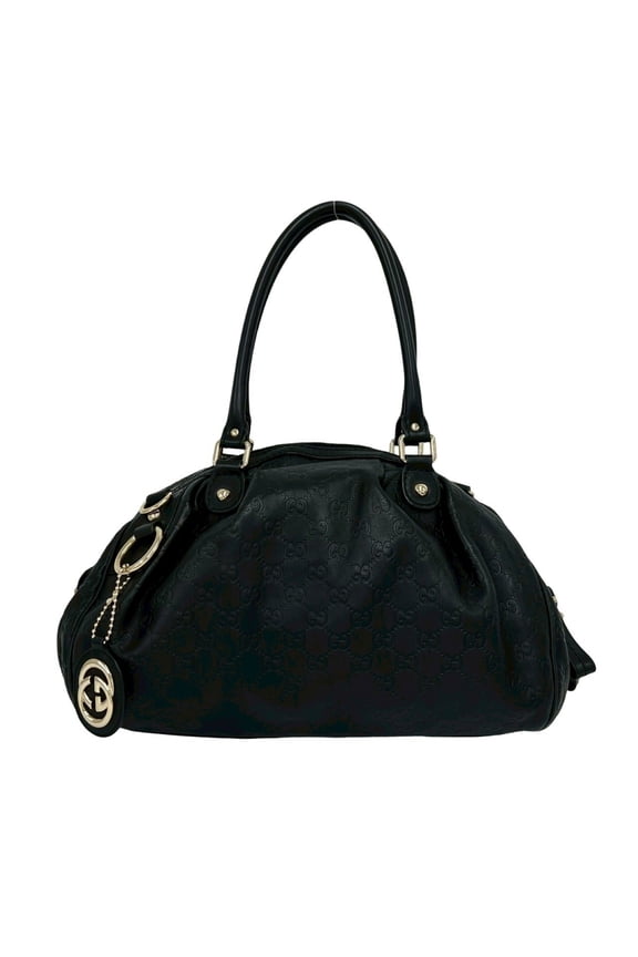 Pre-Owned GUCCI Sukey Shima Leather 2-way Handbag, Shoulder Bag, Boston Tote Black (Item No....