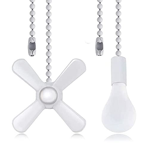 Ceiling Fan Pull Chain Extension Ornaments Chains with Decorative Light Bulb and Fan Cord 13.6 Inches Bronze Fan Pull Chain Set for Ceiling Light Lamp Fan Chain(Paint White)