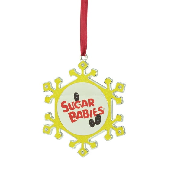 Northlight 3.5" Silver Plated Snowflake Sugar Babies Candy Logo Christmas Ornament - Yellow/White
