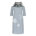 thumbnail image 4 of Fridja Femmes Été Casual Manches Courtes Creux Imprimé Bustier Robe Creuse, 4 of 6