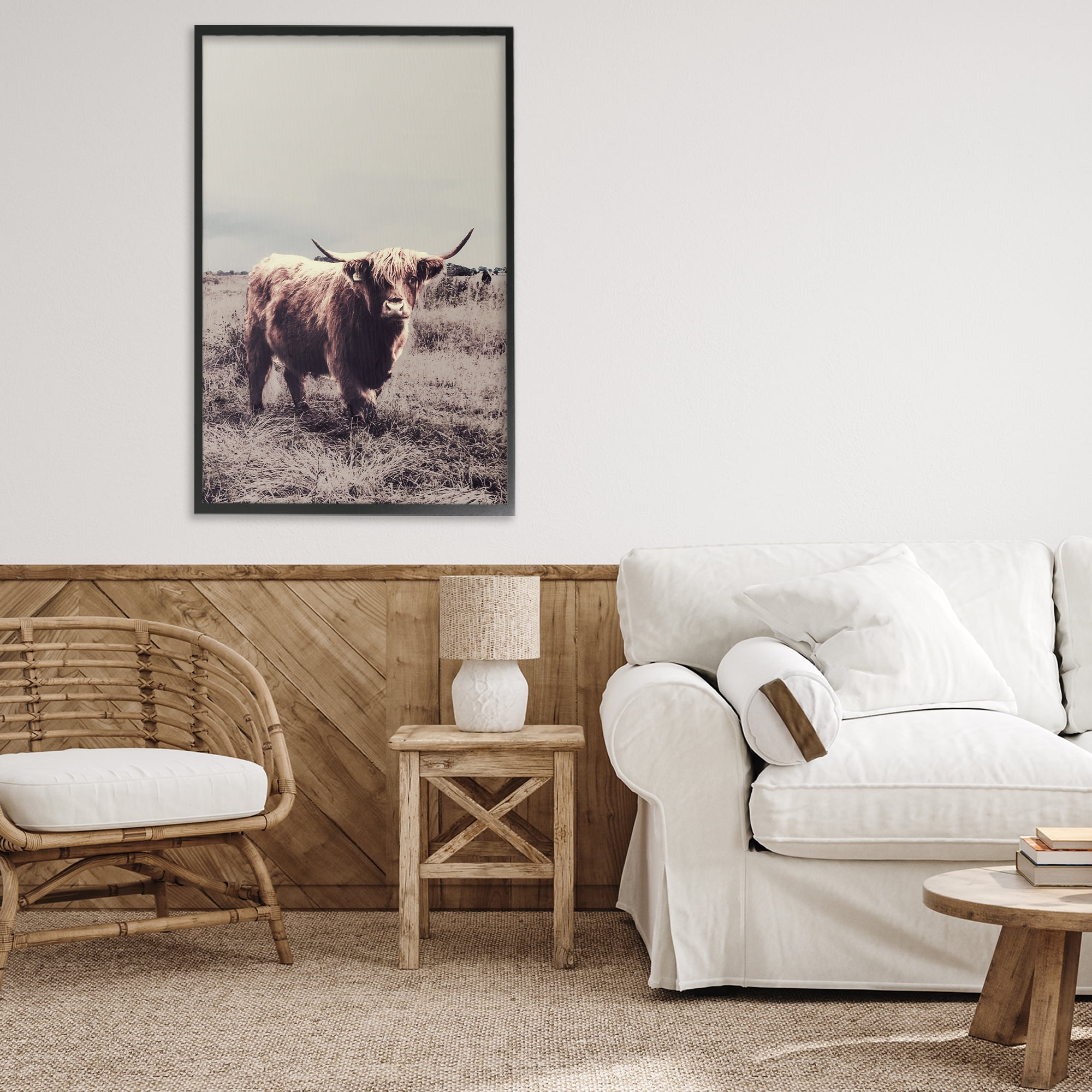 Stupell Industries Horned Cattle in Pasture Black Framed Giclee Art, design by SD Graphics Studio