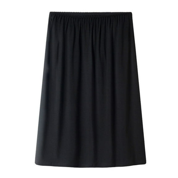 Fashion New Cooling Lingerie Satin Skirt Women Ladies Underskirts Slip Skirt Petticoat Under Dress BLACK BLACK-70CM