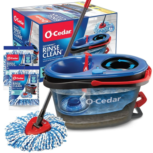 Sistema Spin Mop & Bucket System O-Cedar RinseClean + 2 cabezales de mopa