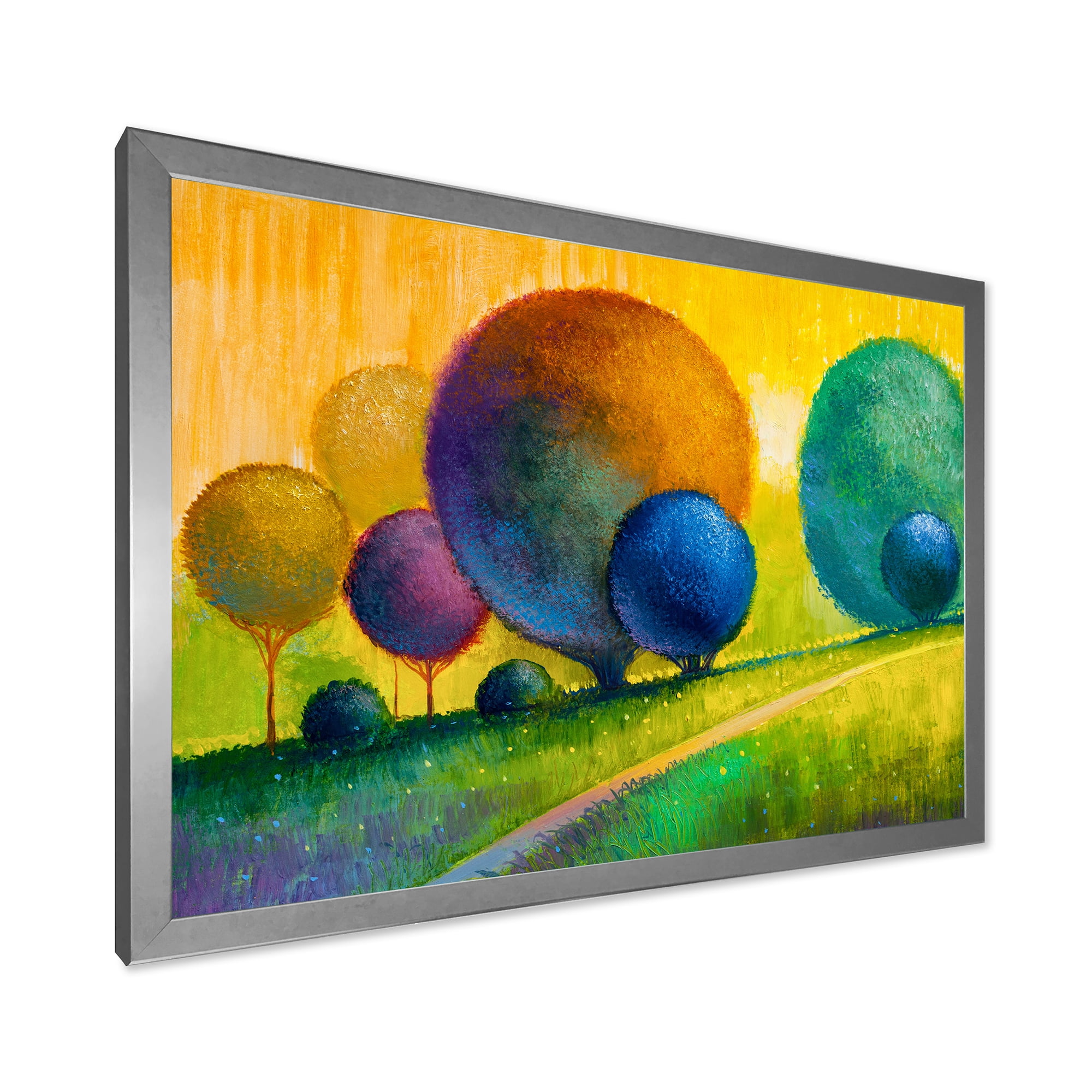 Designart 'Ornamental Colourful Trees III' Modern Framed Art Print