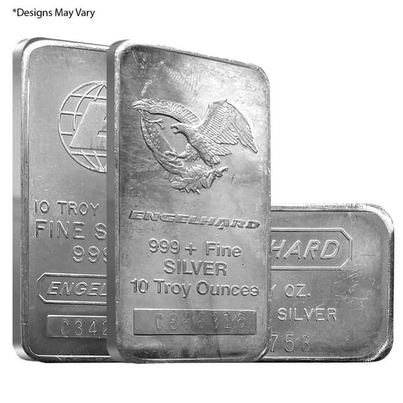 10 oz Engelhard Silver Vintage Bar .999 Fine (Random Design)