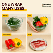 Katbite Plastic Food Wrap Roll, 12 in x 1200 ft (1200 sq ft), Clear, Slide Cutter Included