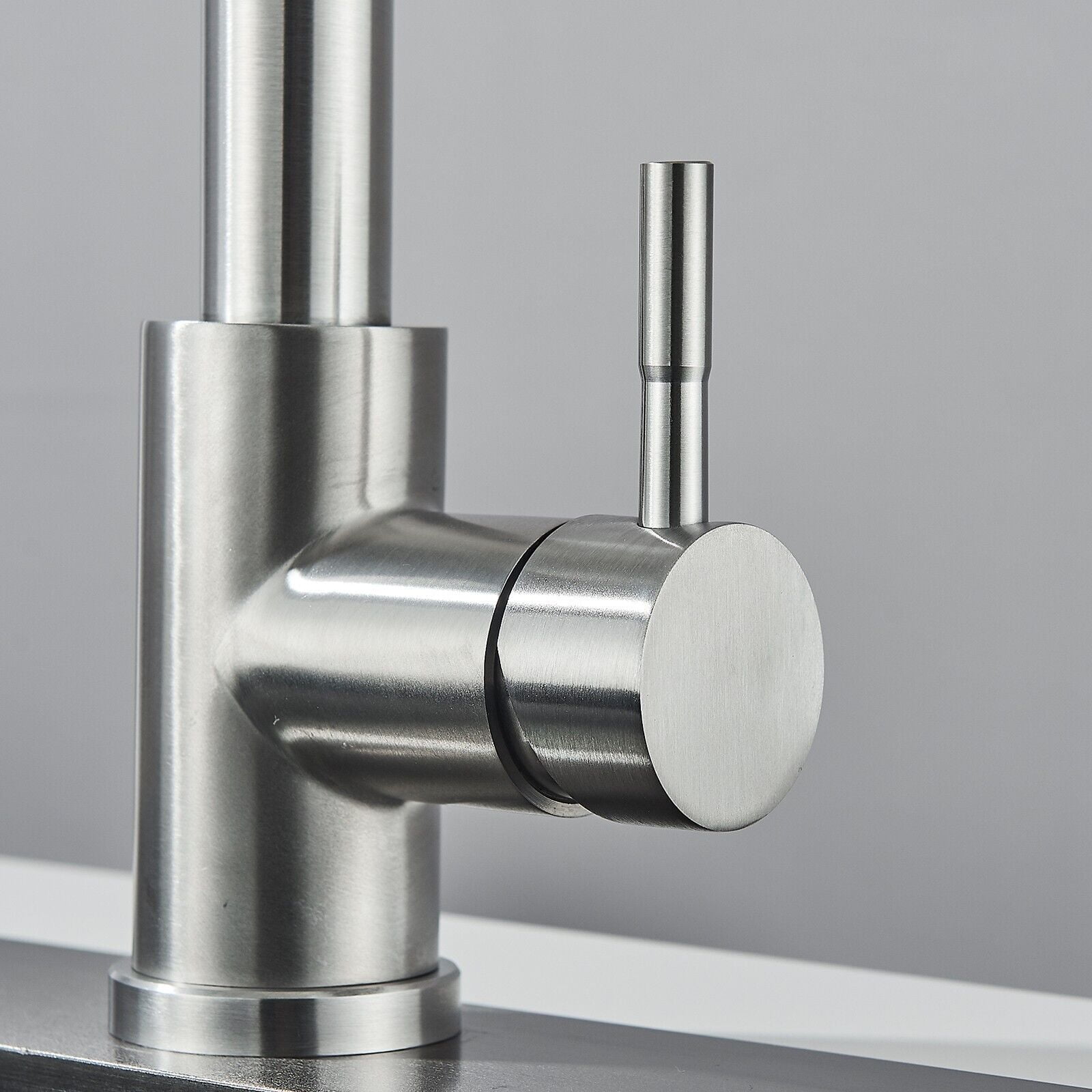 Zovajonia Modern Commercial Kitchen Faucet with Pull Down Sprayer Brushed Nickel, High Arc Single Handle Stainless Steel  Sink Faucet with Deck Plate