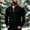 (New13)Black, variant on Men's Vintage Knit Blouse Stand Collar Half Button Tops with Elbow Patches Warm Long Sleeve Outdoor Camping Tops