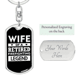 thumbnail image 2 of Wife Of A Retired Firefighter Stainless Steel or 18k Gold Premium Swivel Dog Tag Keychain, 2 of 10