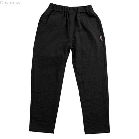 Dpytoraw Boys Linen Pants Long Casual Trousers For Kids Spring Summer Outdoor Play Comfortable Elastic Waist Boys Sweatpants Size 4-5 Years