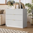 thumbnail image 6 of FURNIWAY 3 Drawer Fluted Dresser, 32 Inch Wide Nightstand with Large Drawer, 3 Drawer End Table for Bedroom, Living Rooms, Offices and Entryways,White, 6 of 7