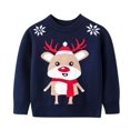 thumbnail image 3 of DHFJKG Toddler Boys Girls Christmas Sweater Cartoon Reindeer Warm Knitted Sweater Long Sleeve Crewneck Knitwear Comfort Tops, 3 of 5