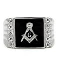 thumbnail image 3 of Luxe Jewelry Designs Men's Stainless Steel Masonic Ring with Cubic Zirconia - Size 14, 3 of 4