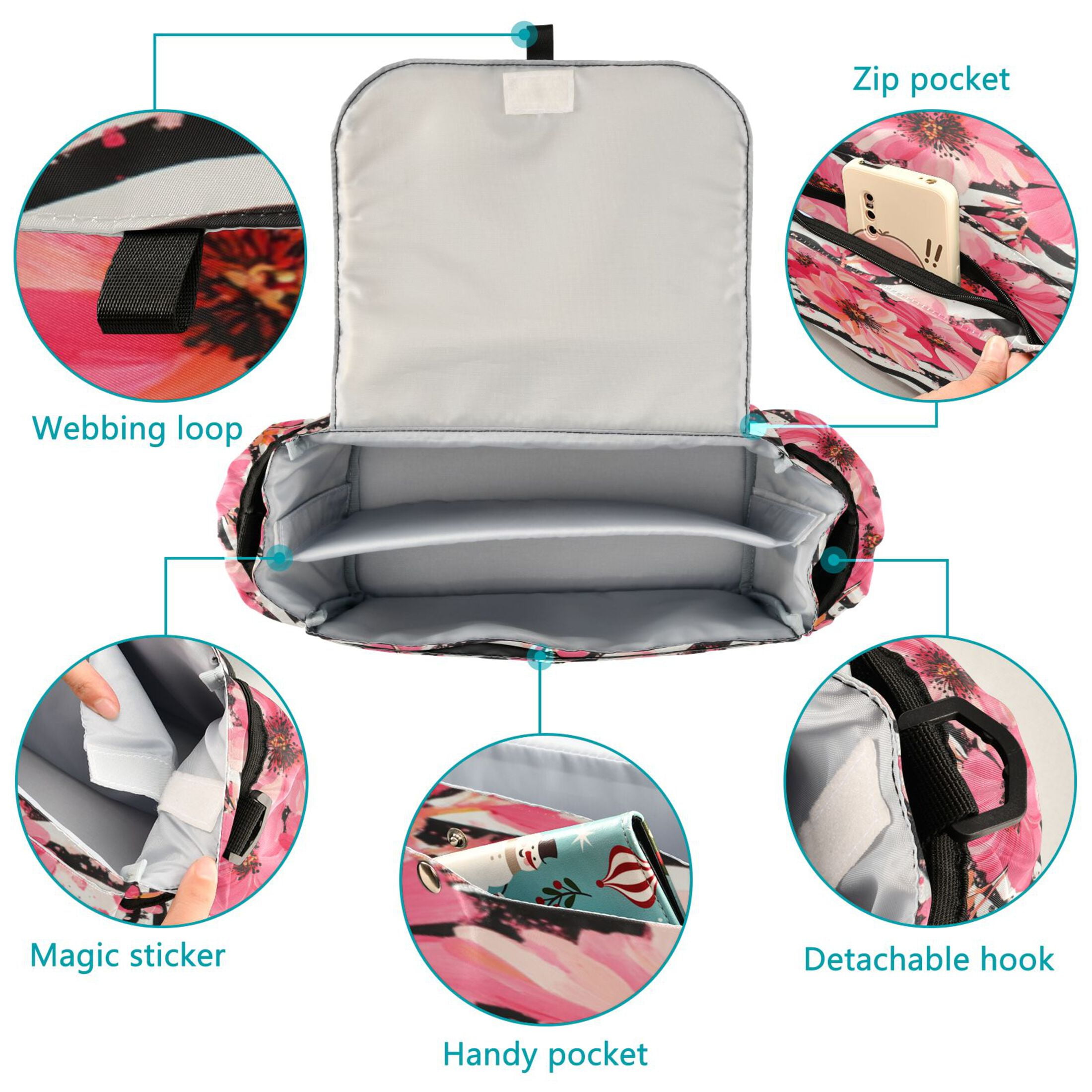 DIXRUYEE Stroller Organizer Blossom Serenade Printed