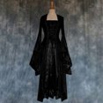 thumbnail image 2 of Idoravan Womens Dresses Festive Evening Dresses Women Women‘s ’Renaissance Costume Gown Lace Up Trumpet Sleeves Gothic Medieval Dresses Black XXXXXL, 2 of 6