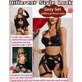 thumbnail image 3 of Coordinado Tanga Brassier Sexy Lenceria Para Mujer 5 Piezas Modelo Negro Talla M, 3 of 4