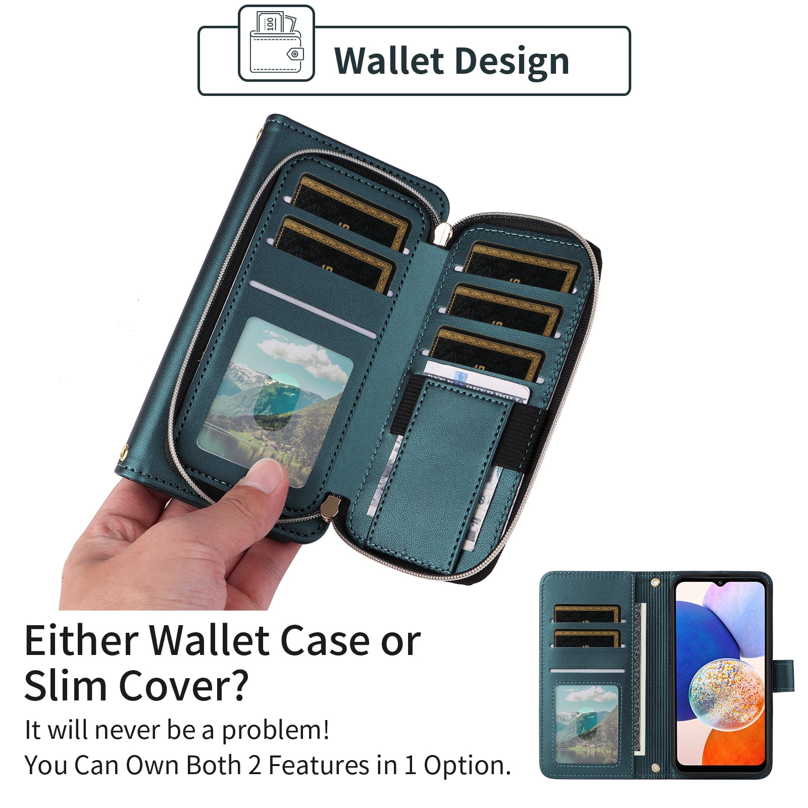 Furiet Argyle Wallet Case for Samsung Galaxy A17 5G with Wrist/Shoulder Strap, Card Slots Zipper Purse Luxury PU Leather Stand Checkered Cell Phone Cover for A 17 17A 4G Women Girls Green