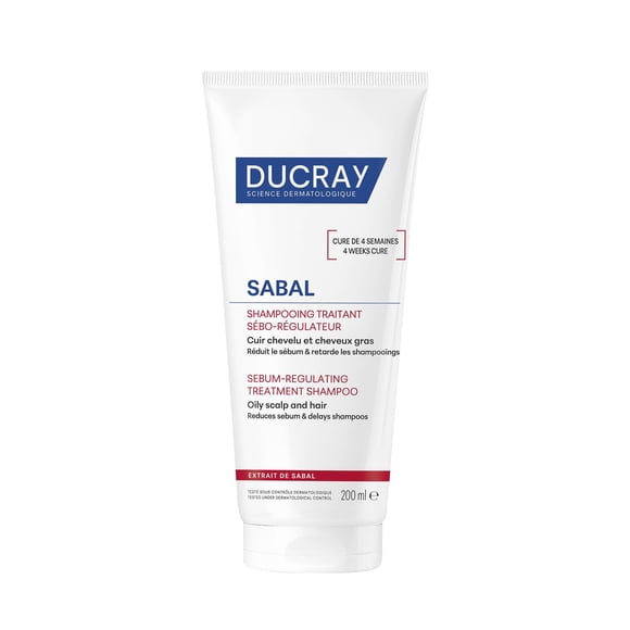 DUCRAY, Sabal Shampoo Tratante Seborregulador, Controla la Producción de Sebo, Cabello Graso, 200ml