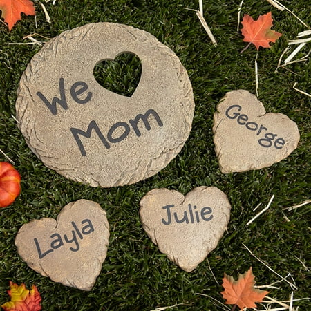 Personalized Garden Heart and 12" Circle Stepping Stone