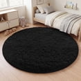 thumbnail image 2 of Nefoso 4ft x 4ft Round Area Rug, Soft Fluffy Circle Rug Shag Round Rugs for Living Room Bedroom Indoor Home Decor, Black, 2 of 11