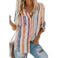 thumbnail image 1 of Women's Orange Sweet Enough Striped Button Down Top, 1 of 7