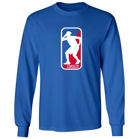 LONG SLEEVE BLUE Joel Embiid Philly Logo T-shirt ADULT