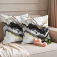 thumbnail image 2 of Black Marble Outdoor Waterproof Pillow Covers, Modern Gradient Abstract Waves Texture Decorative Square Throw Pillowcase Sofa Cushion Sham for Patio/Couch/Chair, 16"x16" 2 Pack, 2 of 8