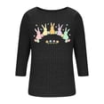 thumbnail image 5 of FNFYFH 3/4 Length Sleeve Womens Tops Crew Ribbed Knit Easter Shirts Cute Rabbit Print Blouse, 5 of 8