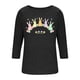 thumbnail image 5 of Mujeres 3/4 Manga Tops Y Blusas Impresas Cuello Redondo Casual Otoño Invierno Blusa, 3/4 Manga Casual Tops para Mujeres, 5 of 7