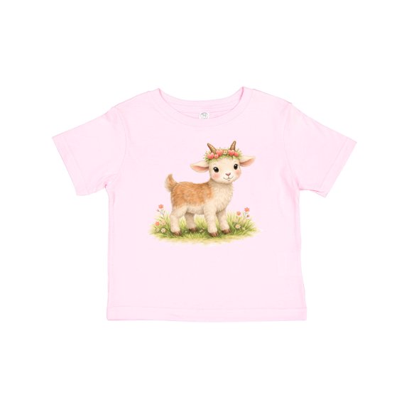 Inktastic Cute Goat with Flower Crown Boys or Girls Baby T-Shirt