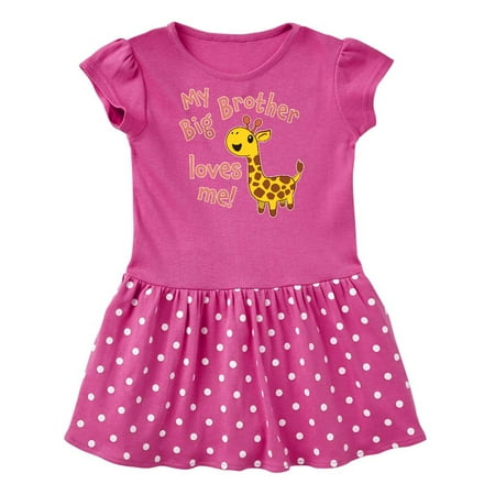 

Inktastic My Big Brother Loves me- cute giraffe Gift Baby Girl Dress