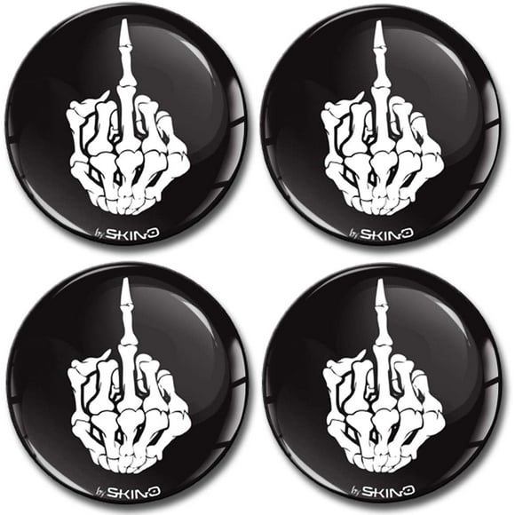 Skino 4 x 2.68 Inches /68mm/ Silicone 3D Wheel Center Stickers for Rims Hub Caps Car Tuning Skull Skellet Middle Finger