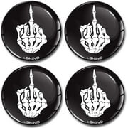 Skino™ 4 x 70mm Domed 3D Wheel Rims Center Stickers for HUB CAPS Skull SKELETT Middle Finger AUTO Moto CAR Logo Badge